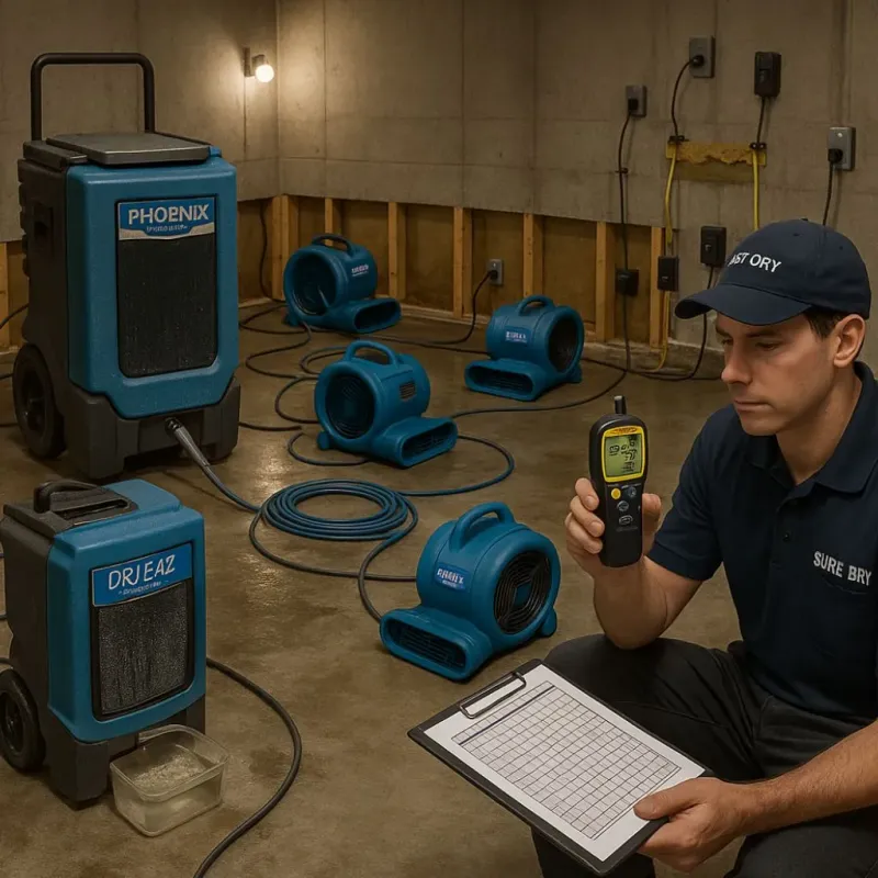 Structural Drying and Dehumidification process in Marion Center, MA